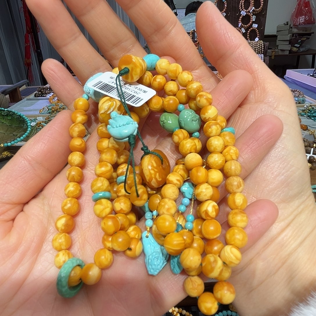 琥珀颈饰未镶嵌蜜蜡项链