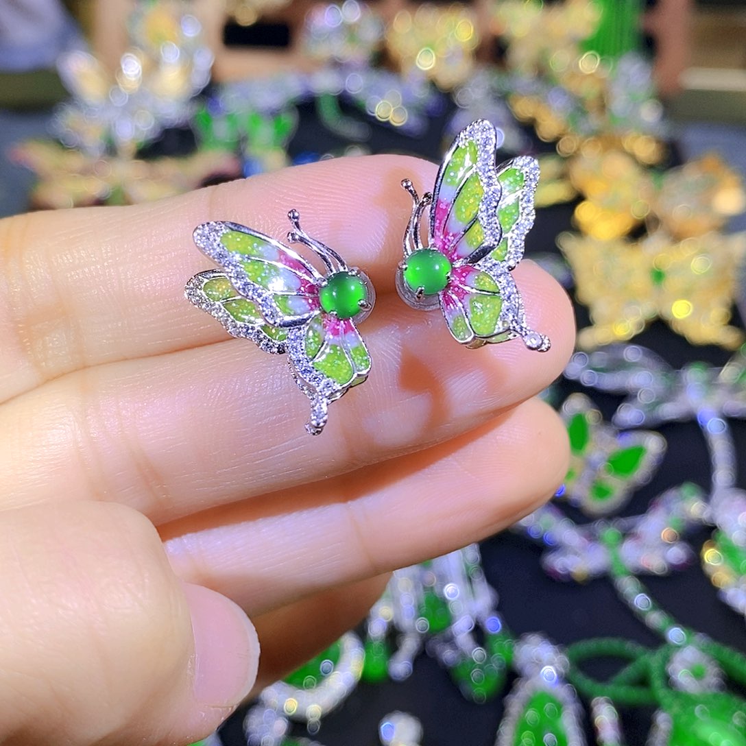 吊坠(不含链)银S925镶嵌翡翠