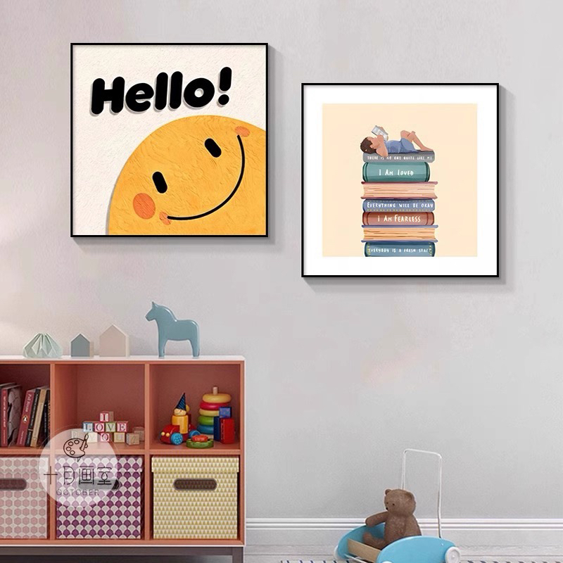 简约房装饰画系北欧卡通卧室床头男孩女孩房间挂画