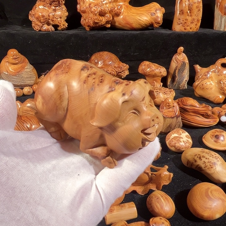 柏木（崖柏）鱼*斋崖柏 手工制作 小猪