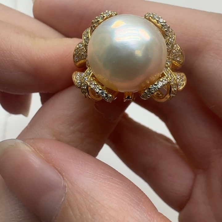 戒圈拼合珍珠（马贝珠）银S925镶嵌