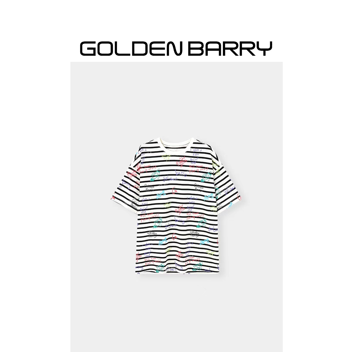 GOLDENBARRY|201041条纹满印短袖T恤