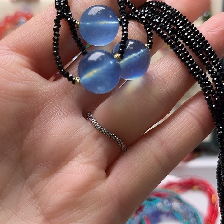 海蓝宝石颈饰银S925镶嵌