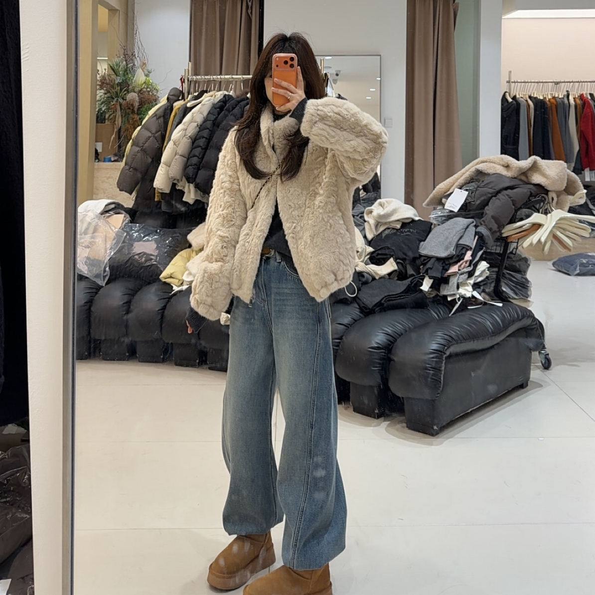 C·YJ三店【韩系千金】拉链毛毛外套