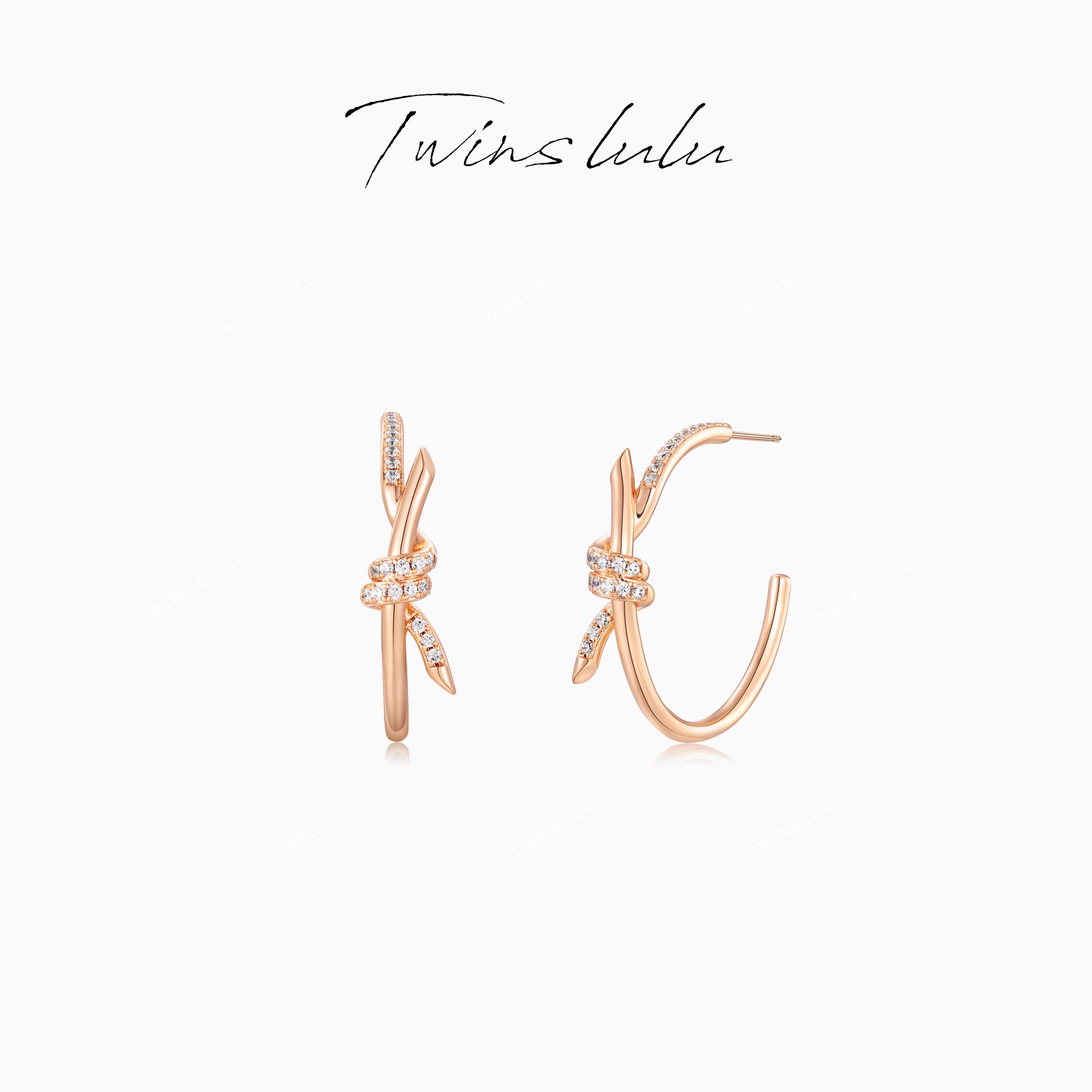 TWINS LULU 镀K金 秋上新礼物送女友首饰绳结圈圈耳环TSL2421