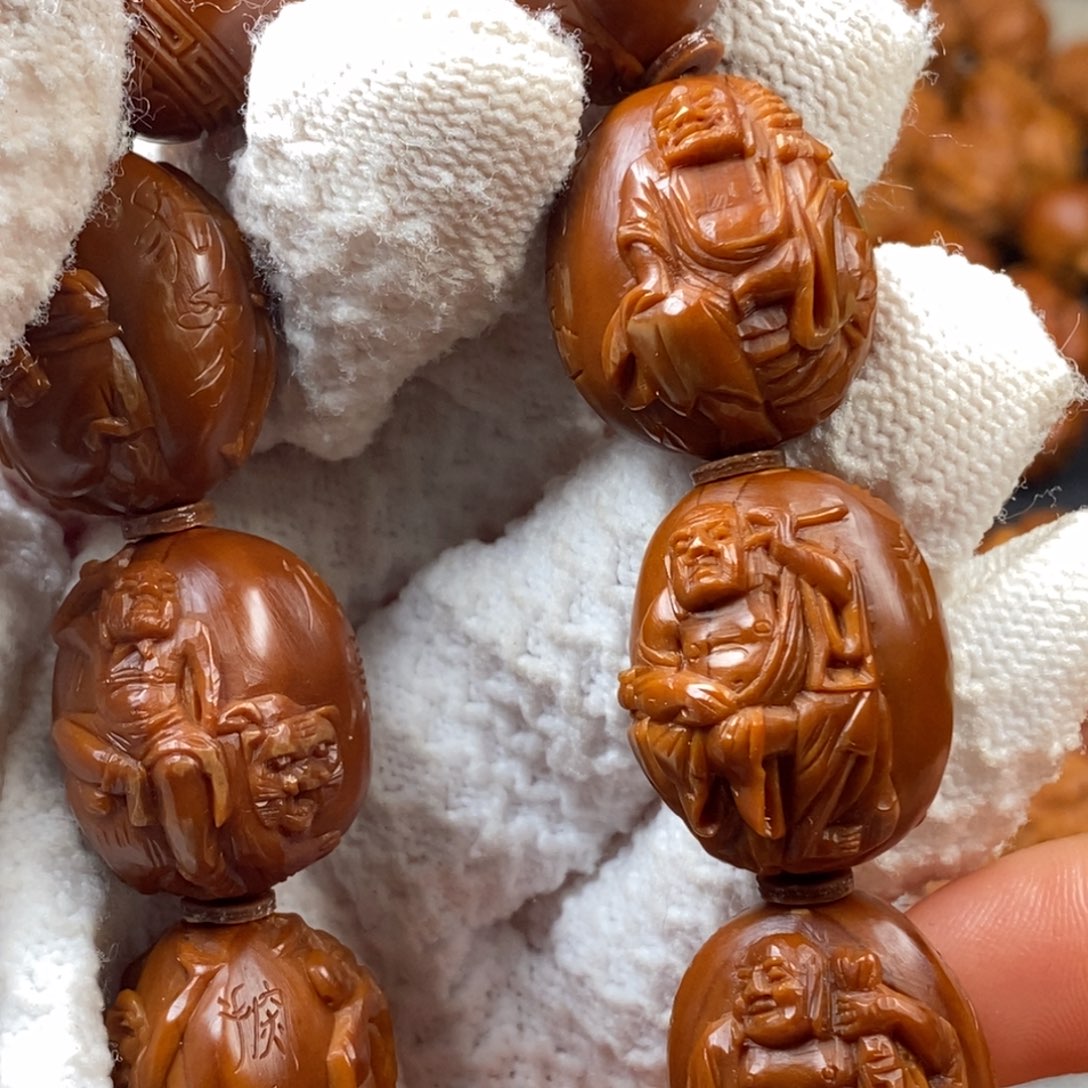 橄榄核手串/手链2.1老油核 刀铲整身十八罗汉手串