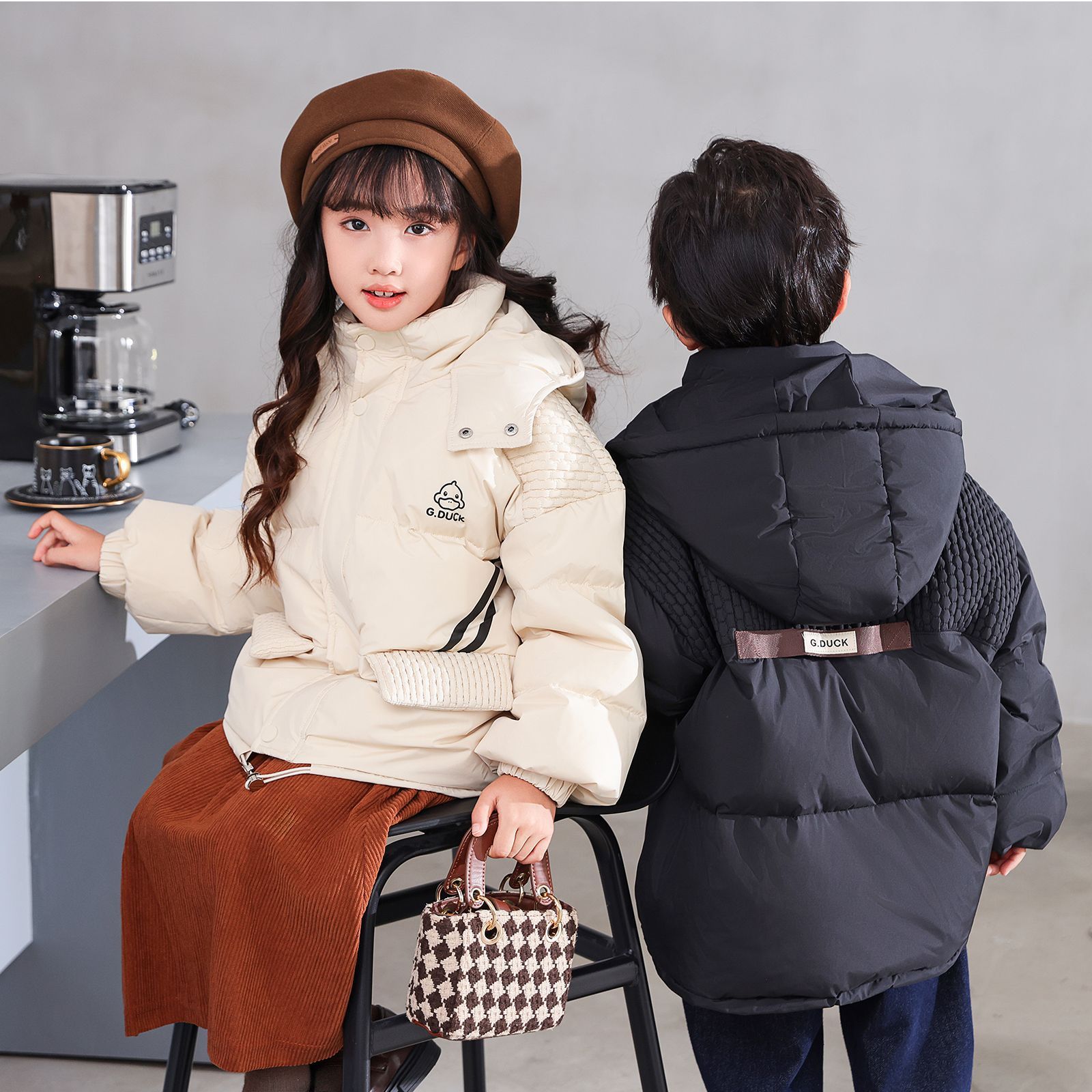 A类儿童羽绒服2025秋冬新款男女宝宝加厚冬季保暖面包连帽防寒外