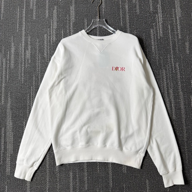 99新 DIOR/迪奥 花朵刺绣字母纯色圆领套头卫衣/S码/2733