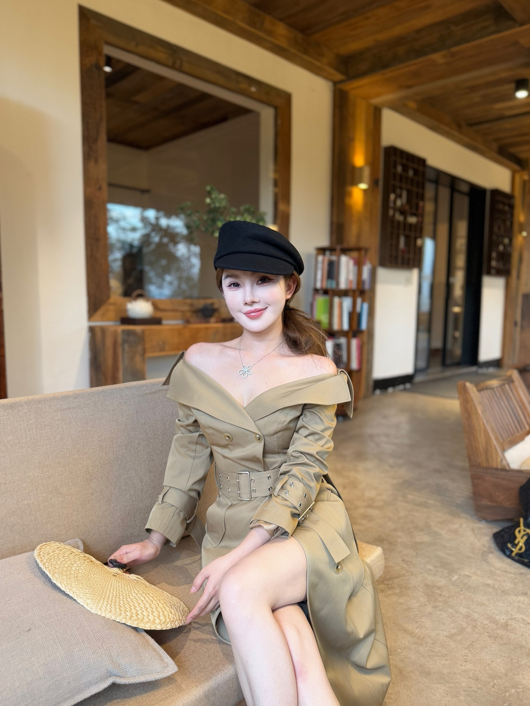 饺子一米五/双排扣大翻领长款风衣