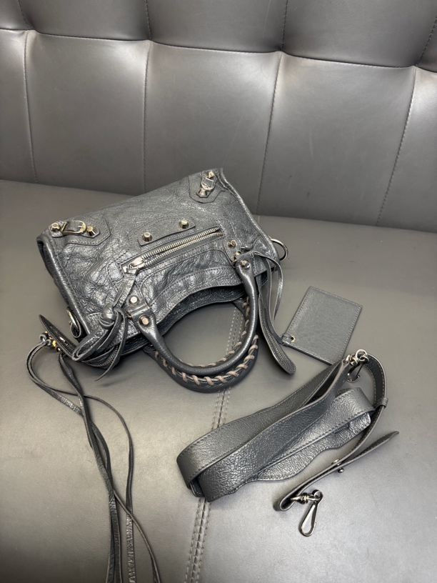 95新 Balenciaga/巴黎世家 巴黎世家灰色mini机车包