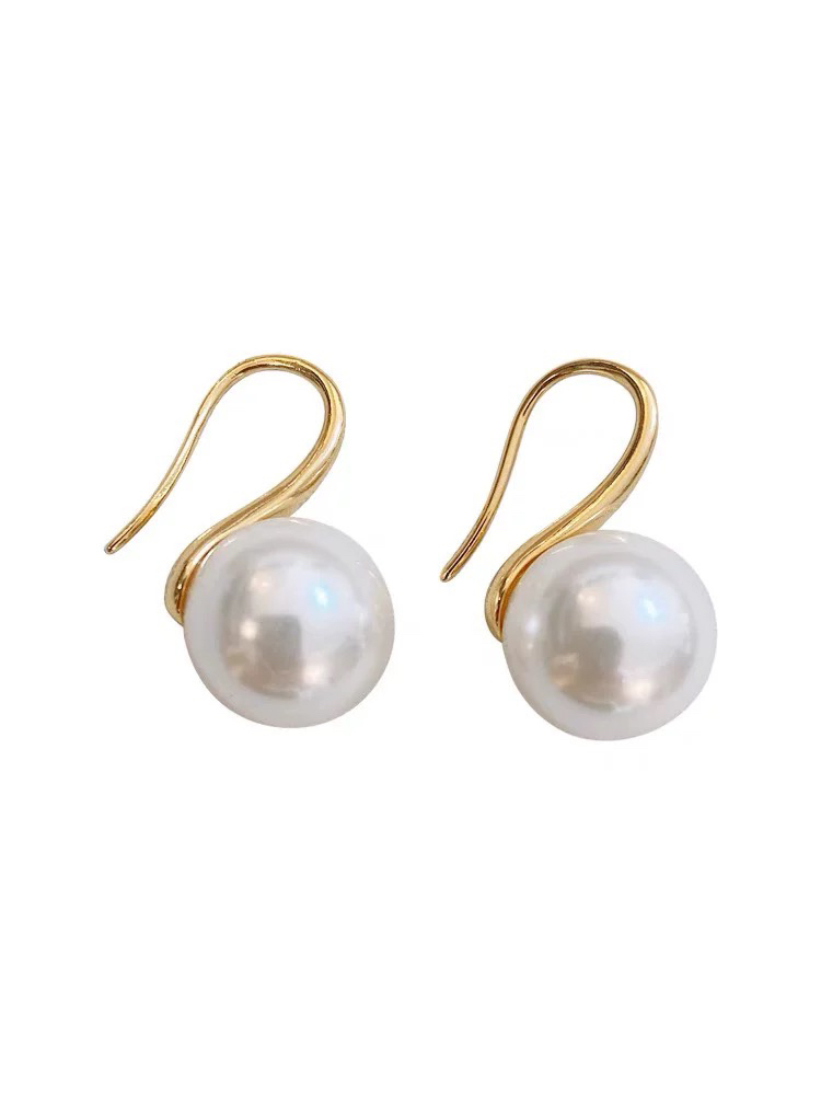 铜合金合成锆石耳饰 C470高级耳勾白色12咪