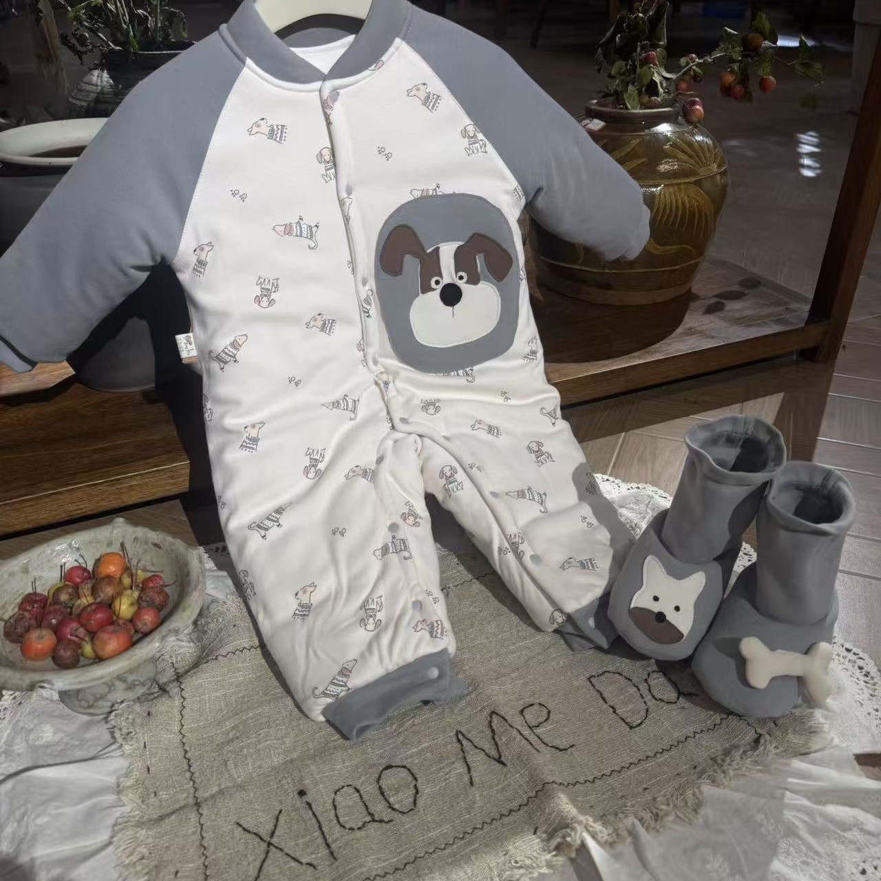可爱风冬季加厚棉花连体衣保暖婴爬服男宝女宝秋冬开脚闭挡哈衣