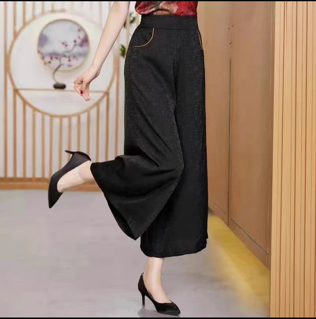 201【巧姐专属】新款气质高腰时尚休闲显瘦阔腿裤