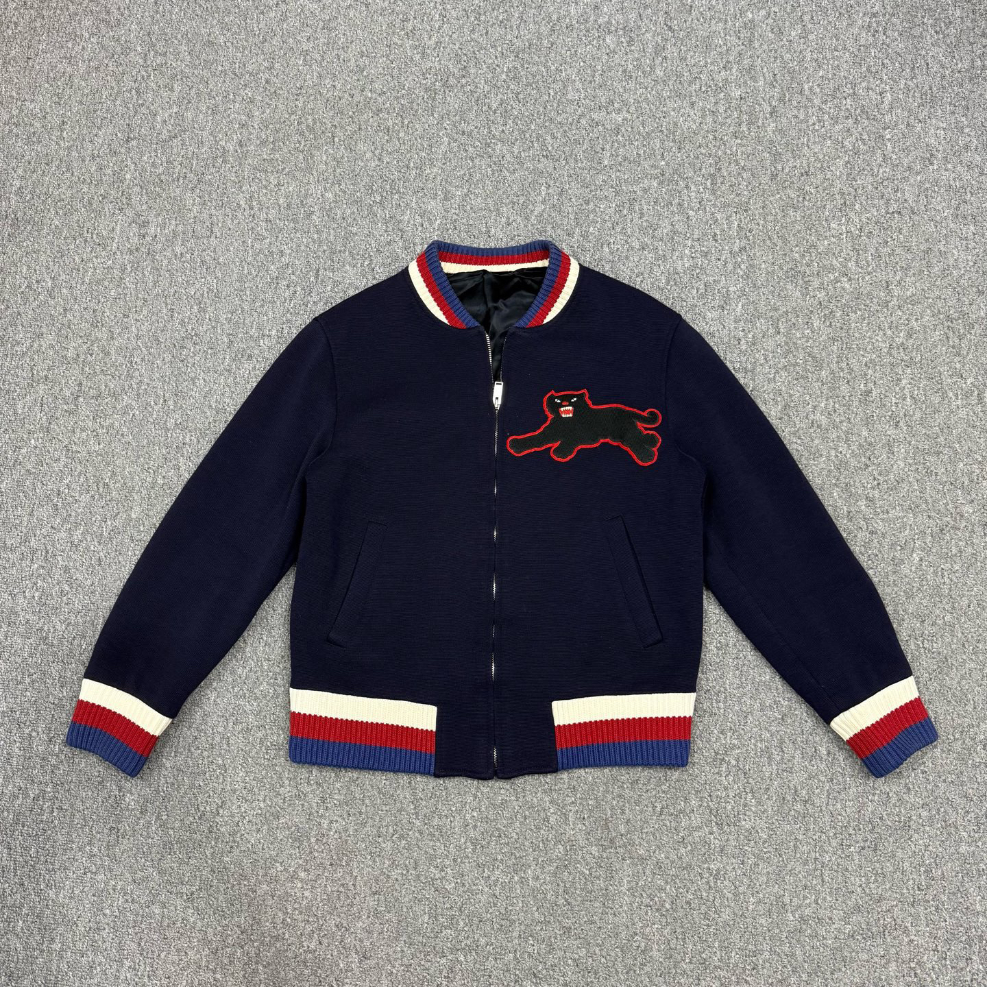 99新 GUCCI/古驰 16685428 古驰 黑豹羊毛棒球服外套 48码99新