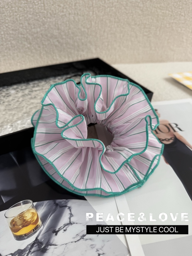 小董 四层粉色条纹韩系发圈大肠发圈