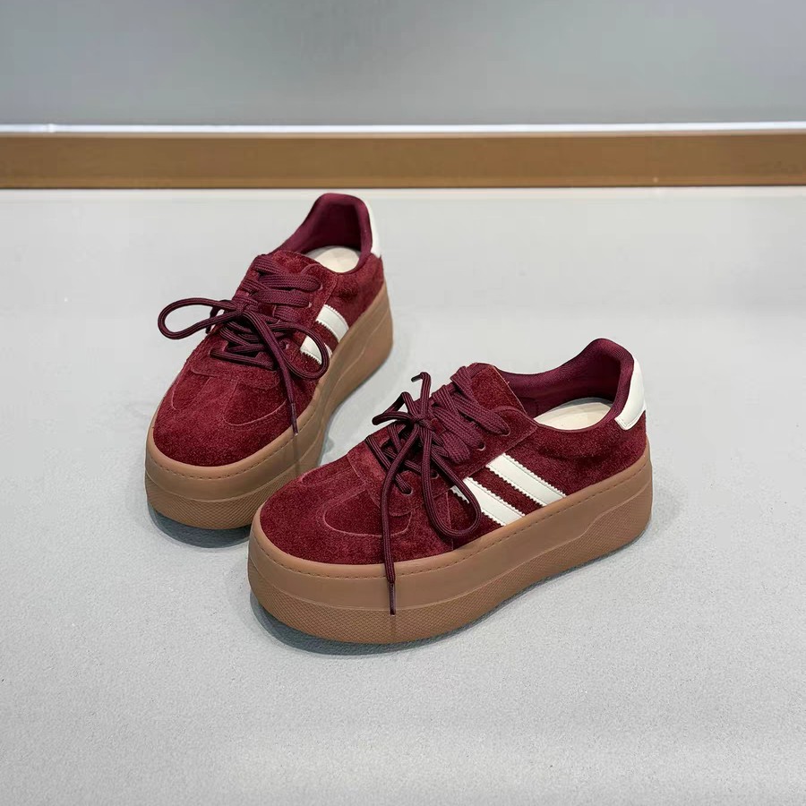 磨砂皮厚底德训鞋女鞋715227-61（6架2）