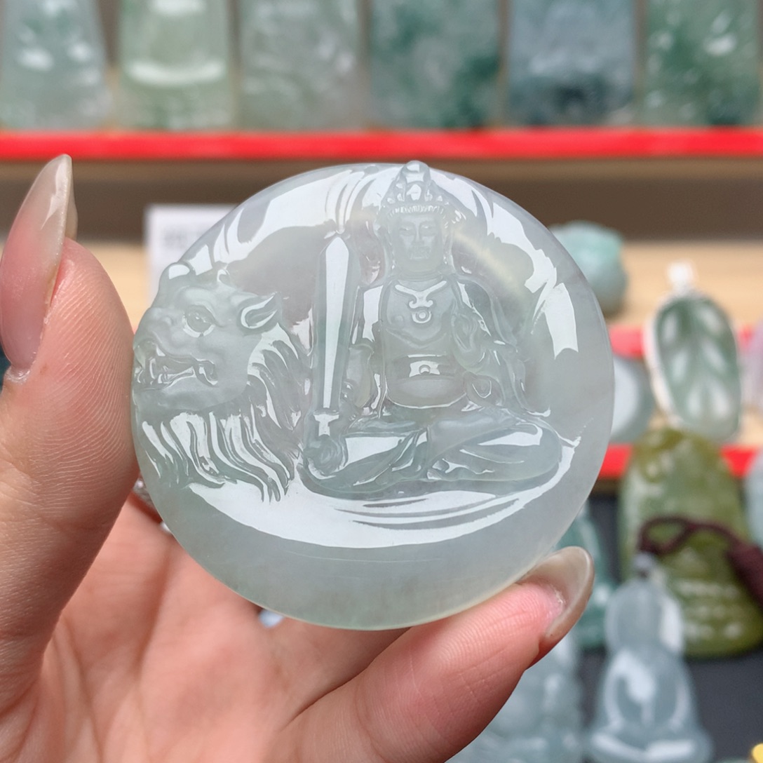 翡翠颈饰未镶嵌A*一文殊菩萨