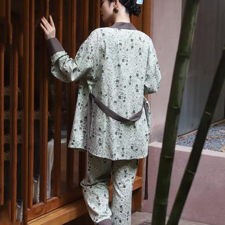 S24352可外穿简约睡衣女长袖长裤家居服套装