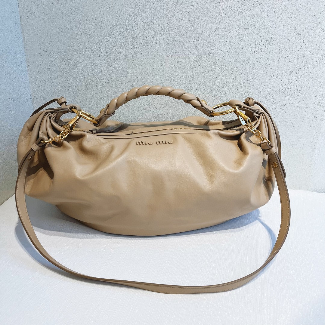 99新 MIU MIU/缪缪 豆沙色 全皮 手提包 斜挎包 北京