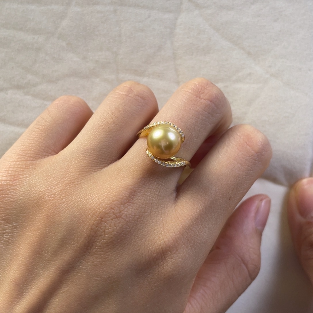 戒指银S925镶嵌海水珍珠