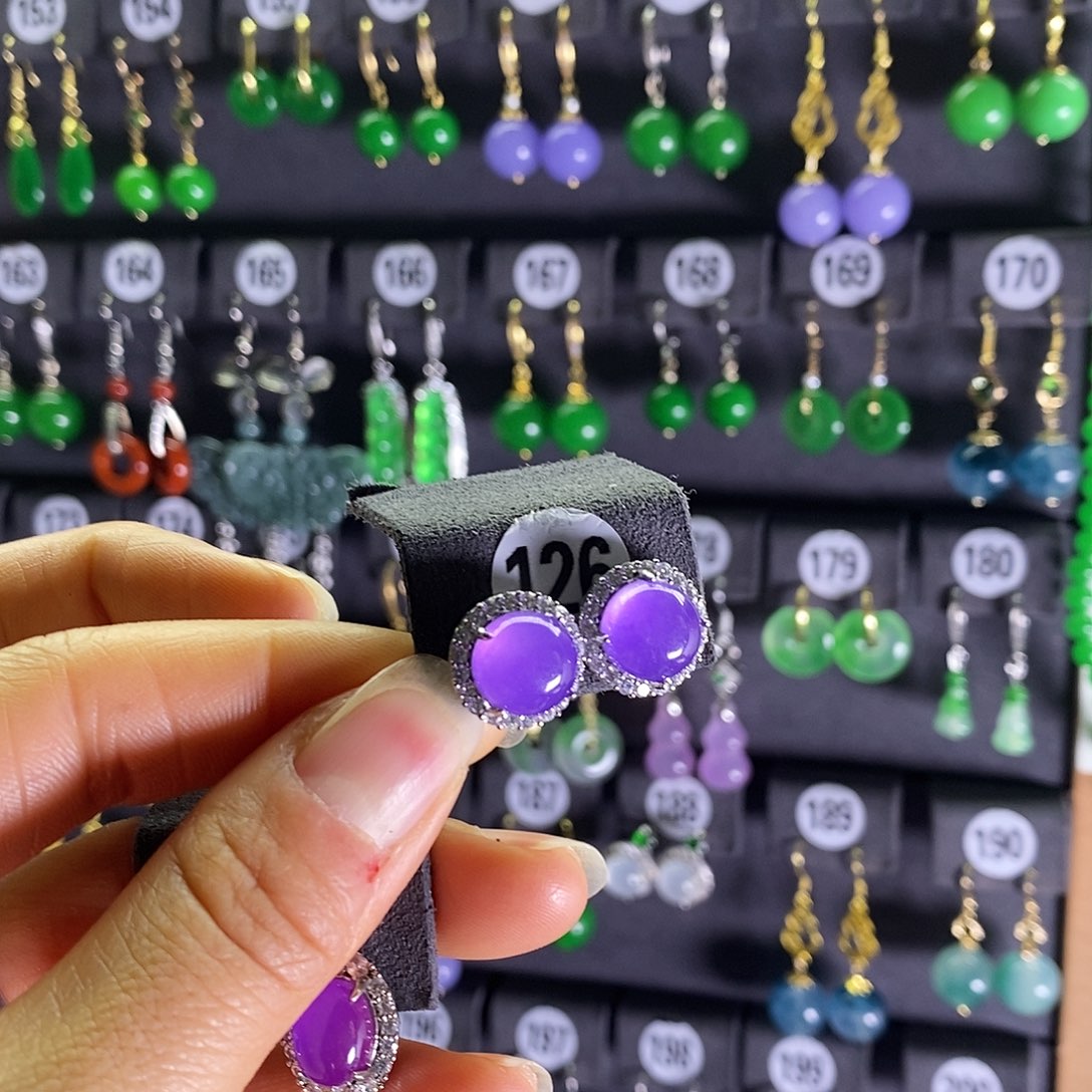 银S925镶嵌翡翠耳饰126