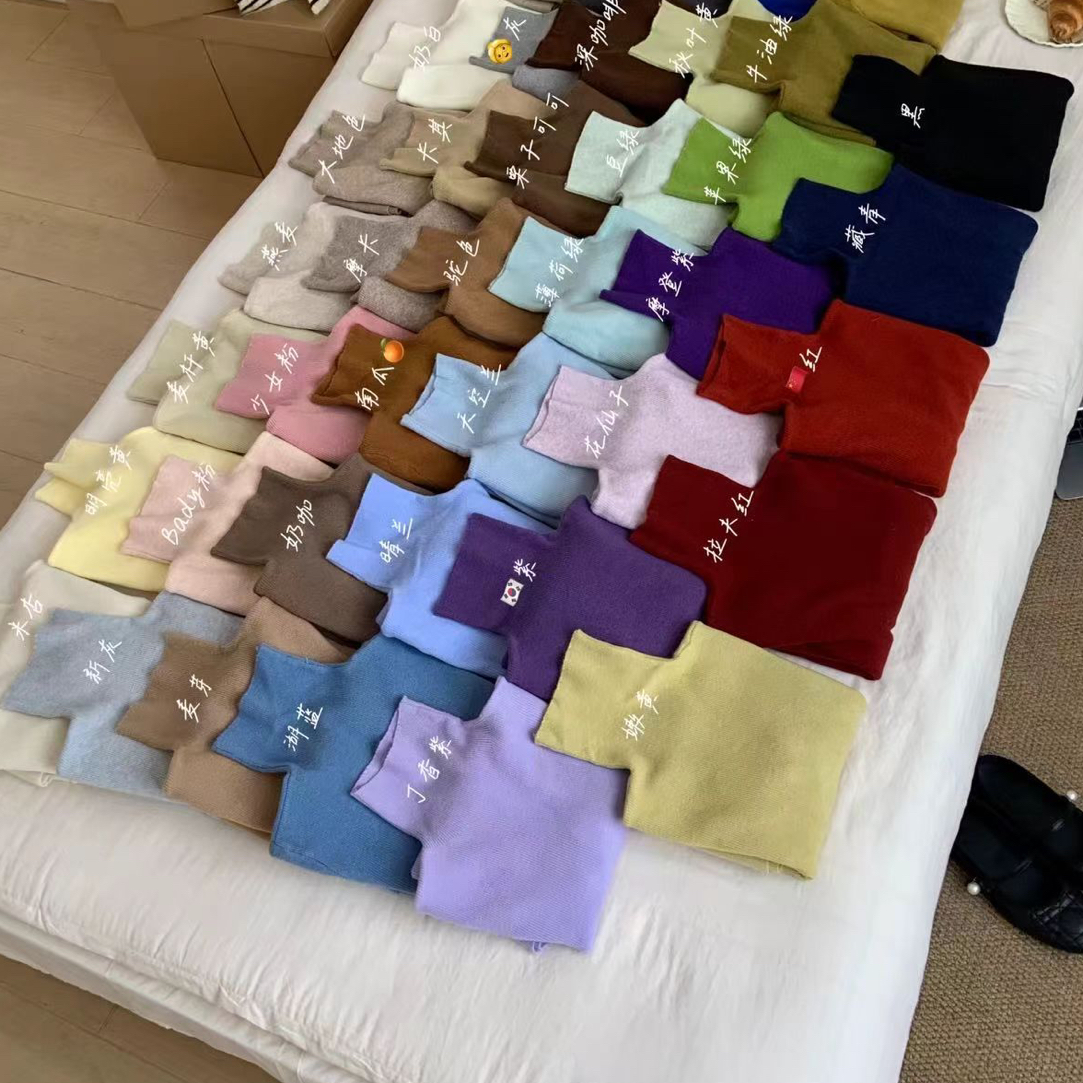 高领针织打底衫韩