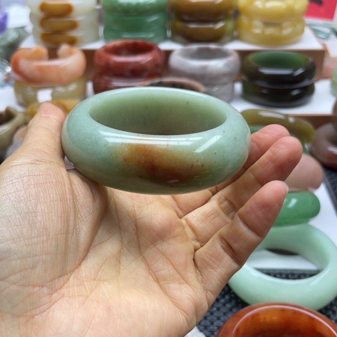 夢***影石英岩玉未镶嵌手镯