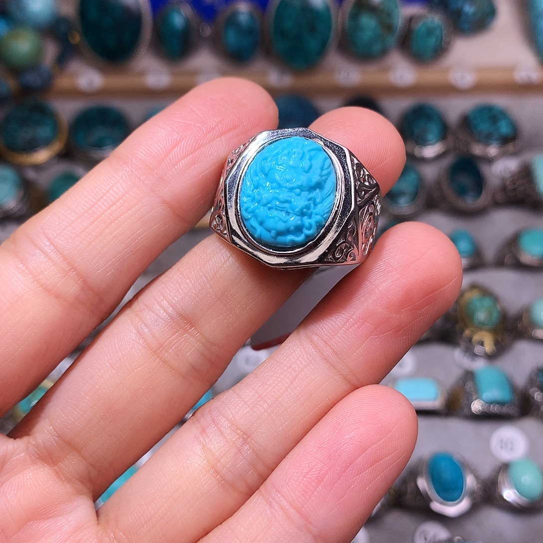 绿松石挂件银S925镶嵌