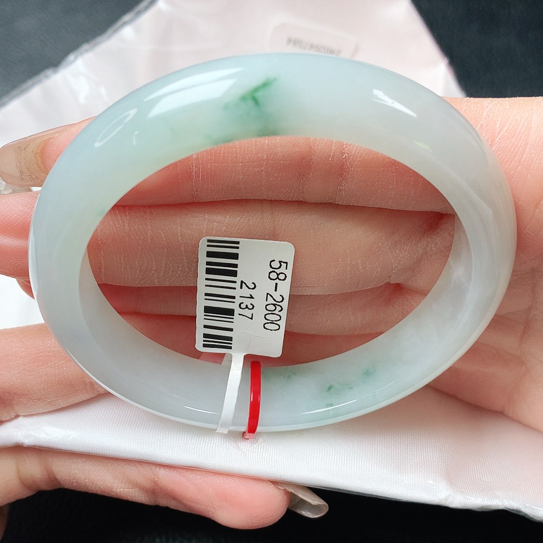 翡翠手镯未镶嵌冰飘花正圈58圈口67号