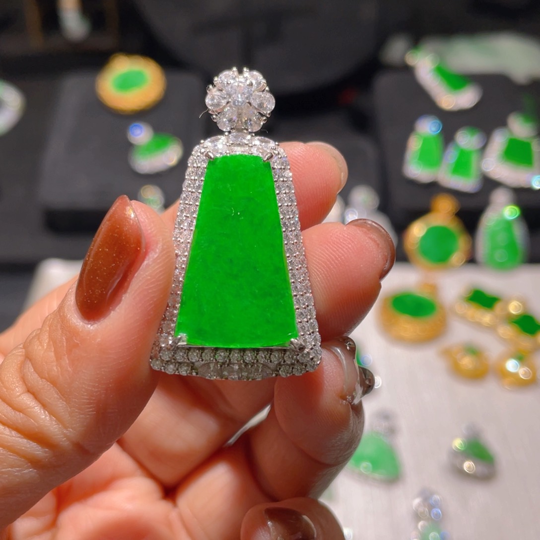 翡翠颈饰银S925镶嵌开**站精品