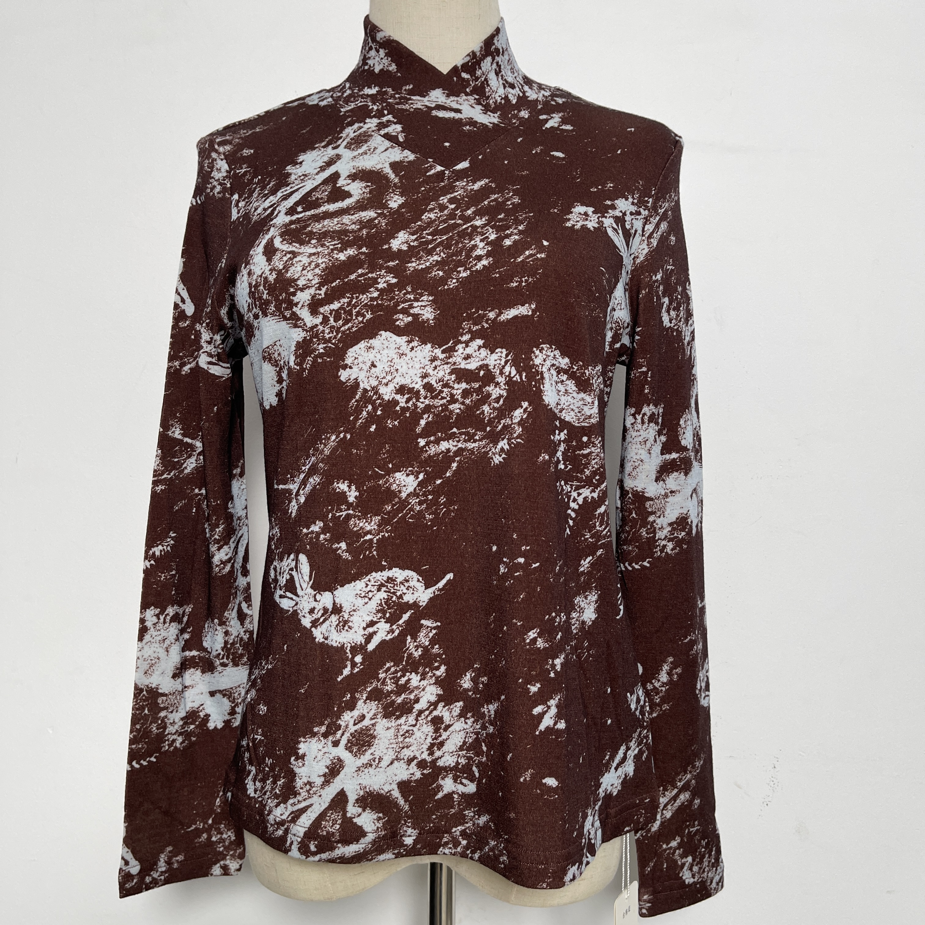 NJ5290超细精纺羊毛V形搭领长袖上衣女士百搭气质时尚休闲1104