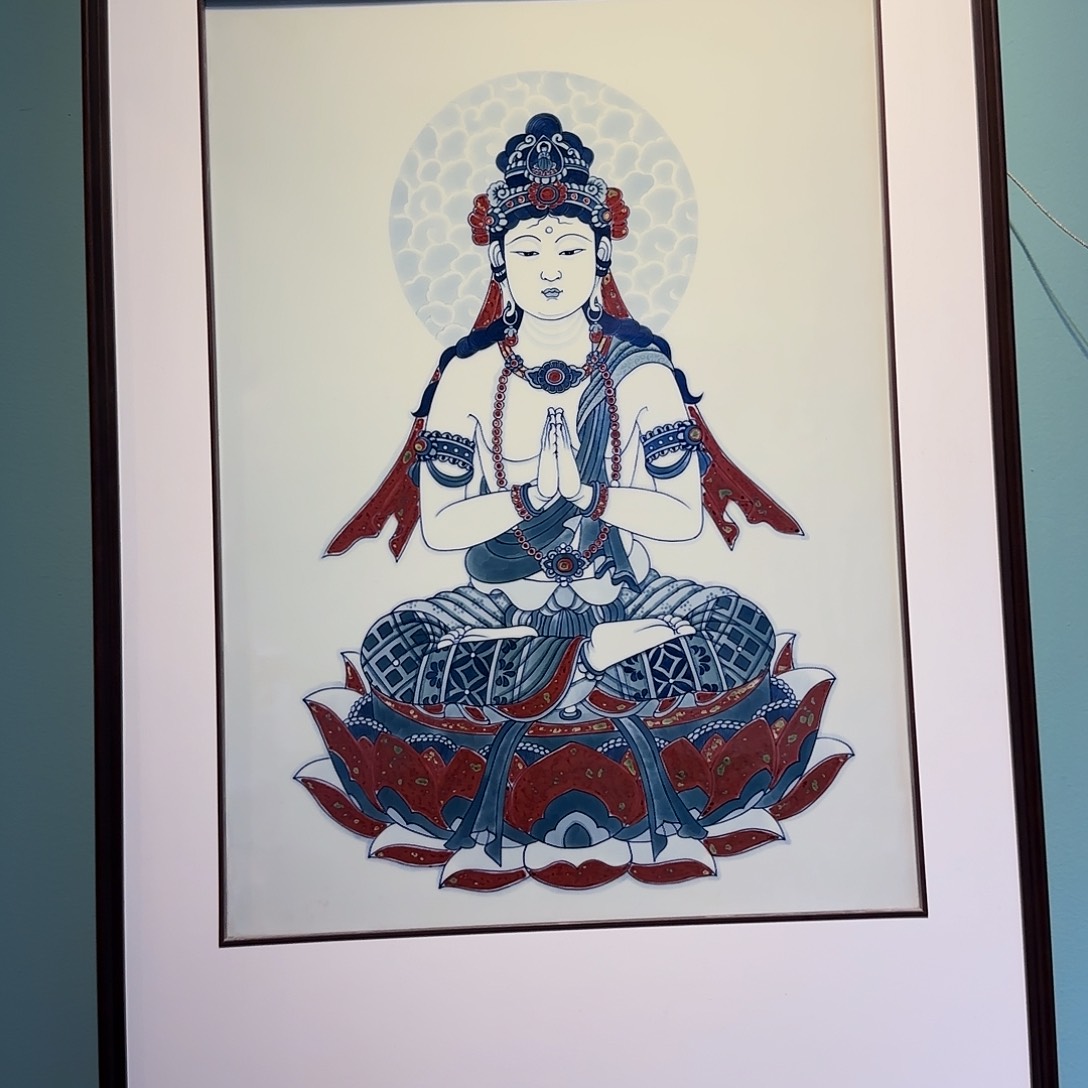 瓷片小*青花釉里红瓷板画