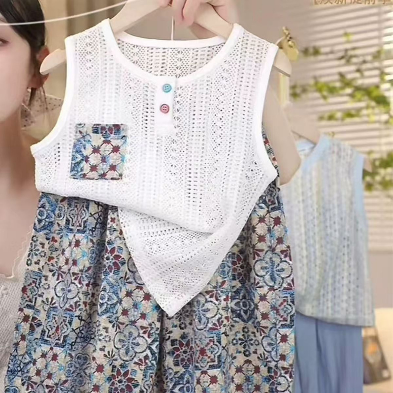 童装女童夏装2025套装洋气夏季新款男童背心两件潮款时尚痞帅潮童