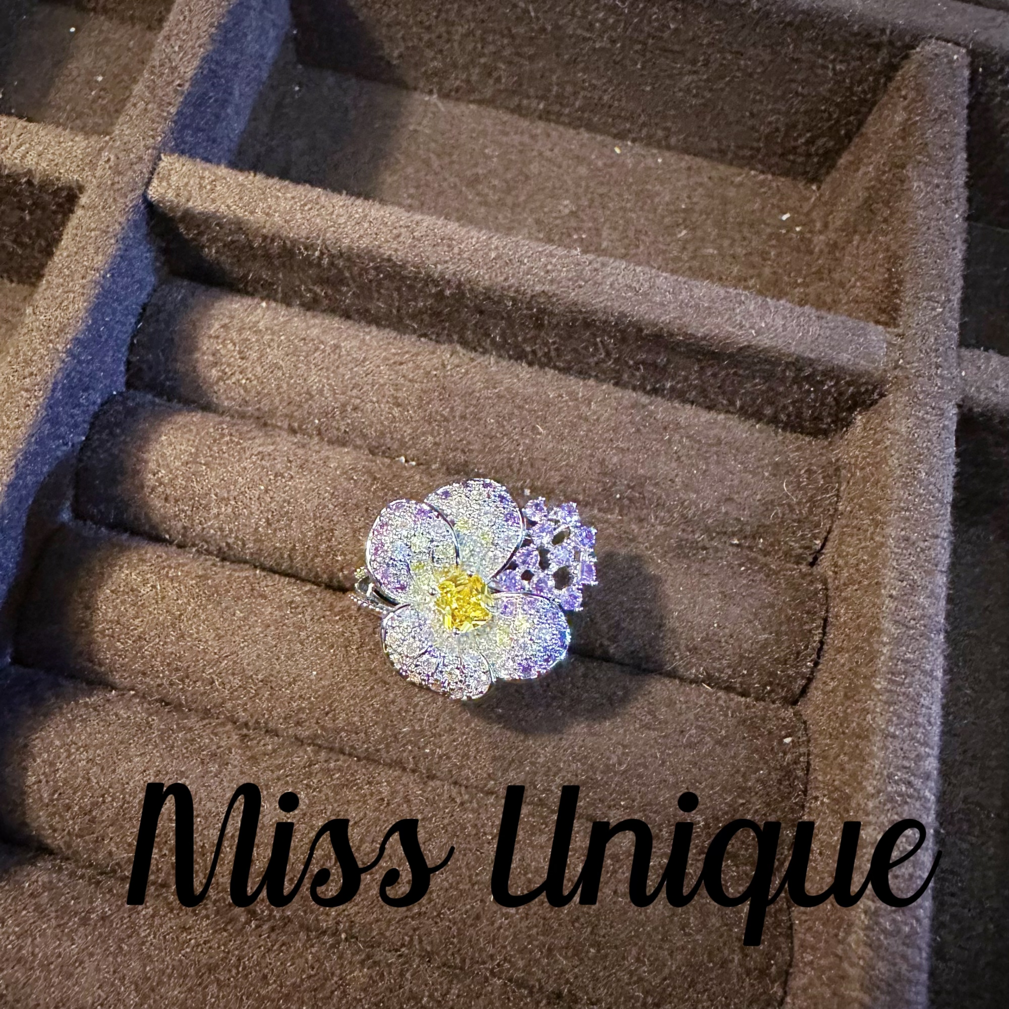 （E8515）紫色三色堇戒指