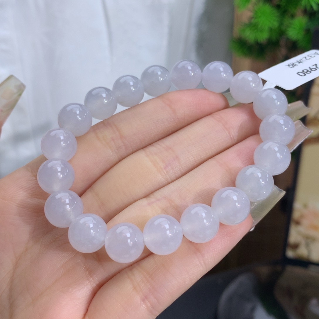 翡翠手链未镶嵌卡10冰润胶白月光