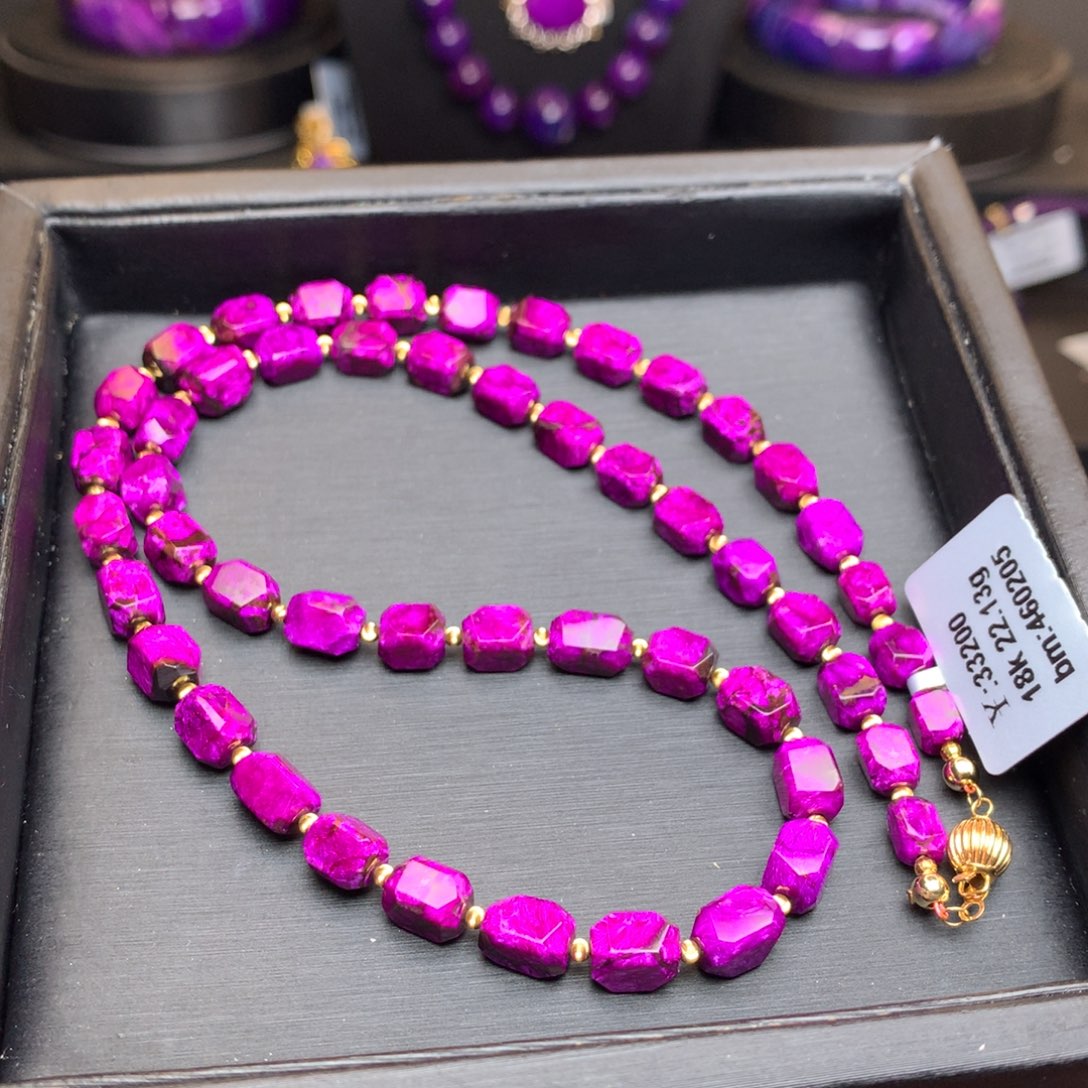 苏纪石（舒俱来）丝绒项链18K金镶嵌