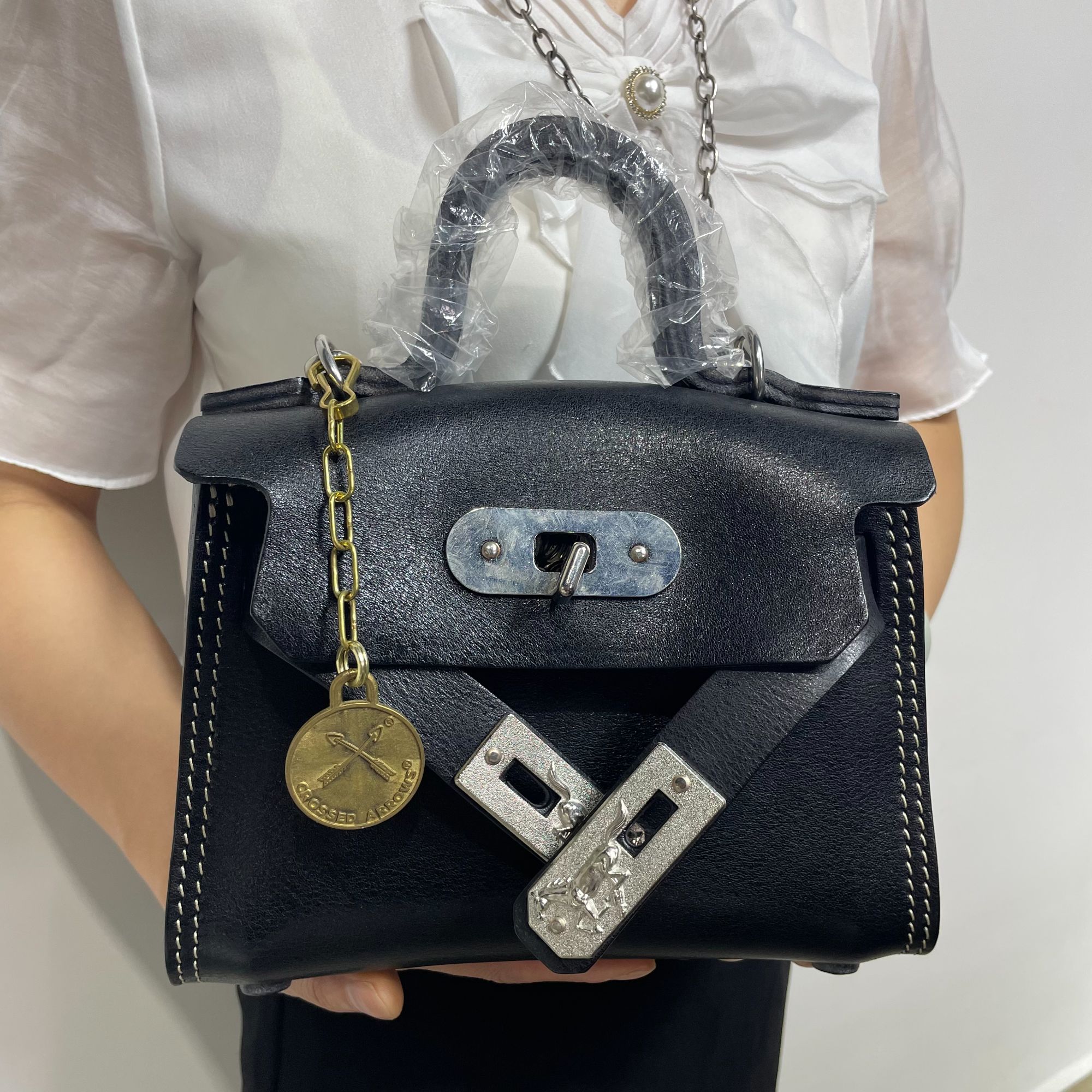 雷鸟皮具美式复古开立手提包时尚斜挎单肩女包1115