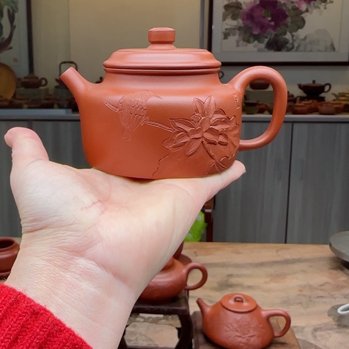 紫砂茶壶朱泥200 c C夫妻双国工作品