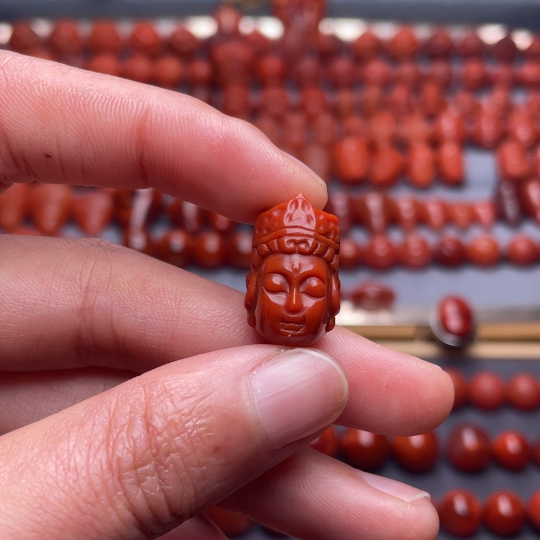 南红玛瑙未镶嵌其他W12瓦西偏锦红观音头配饰