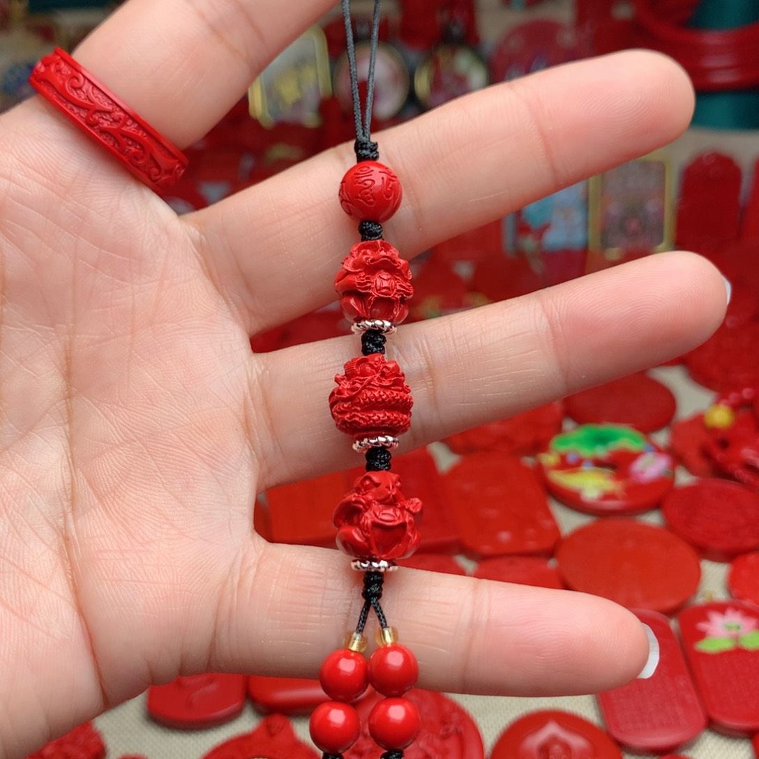 天然辰砂工艺品朱砂手机坠