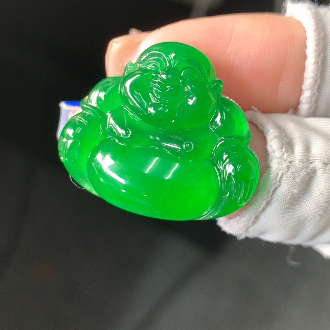 颈饰未镶嵌翡翠满绿大肚佛公