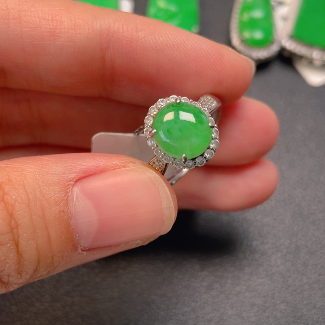 翡翠银S925镶嵌吊坠(不含链)戒指