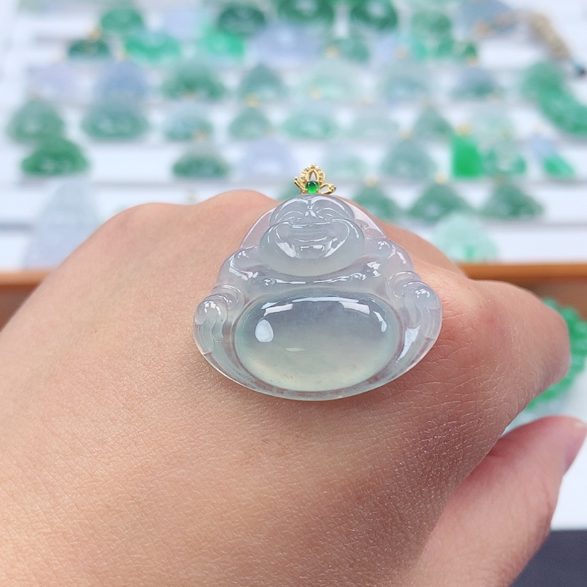 【闪购商品】翡翠吊坠(赠链)18K金镶嵌