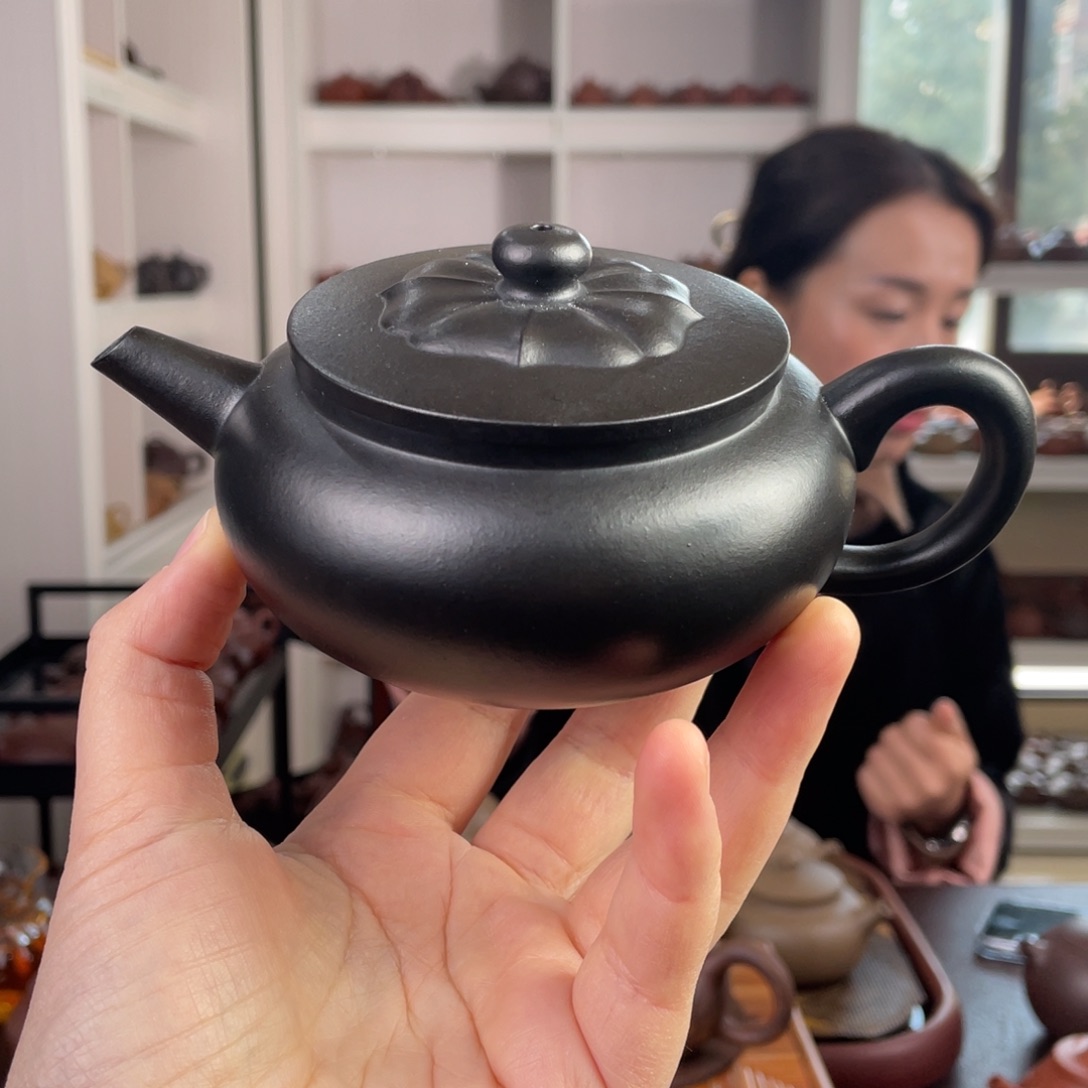 紫砂茶壶底槽清唔灰莲花盖240cc