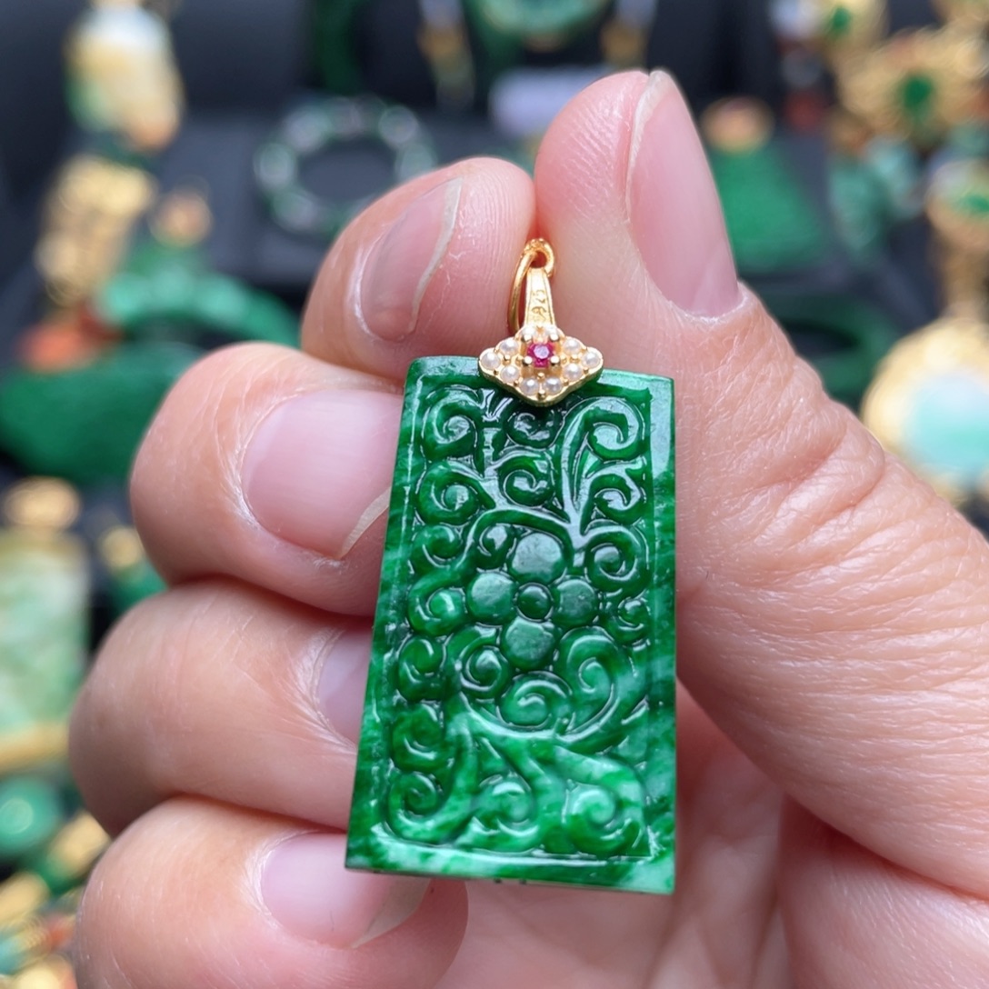 翡翠银S925镶嵌颈饰