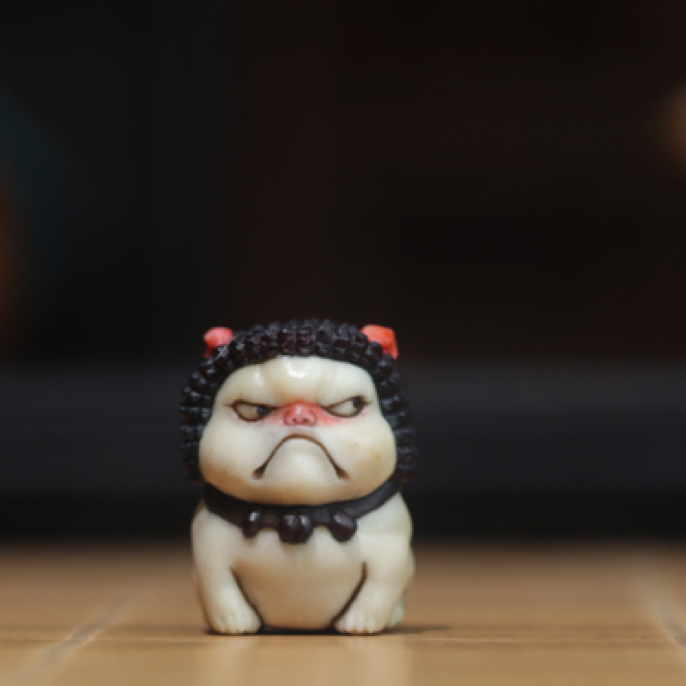 小法狮 鹿角雕刻 方颜作品 纯手工 配饰挂件