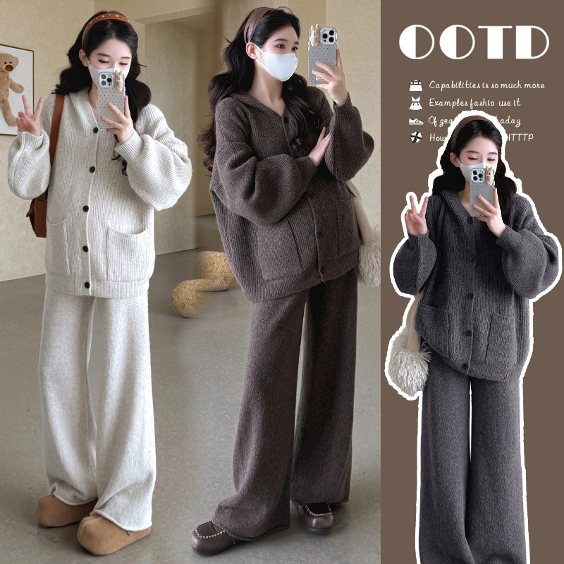 YOMI~2025时尚气质秋冬休闲慵懒风加大加厚毛衣套装