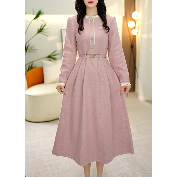 L5820 【退换货运费补贴8元】裙子显瘦减龄修身长款气质收腰连衣裙