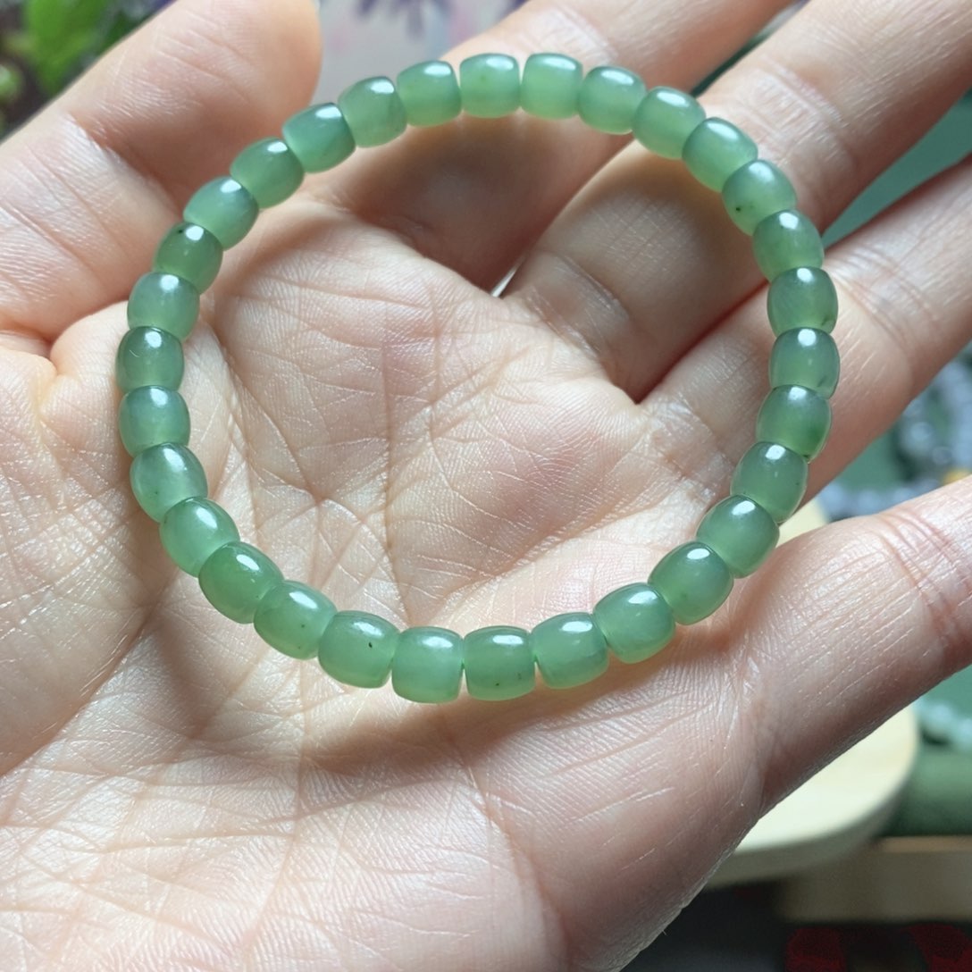 未镶嵌手串和田玉碧玉爆米花老邢珠手串卡5×6mm