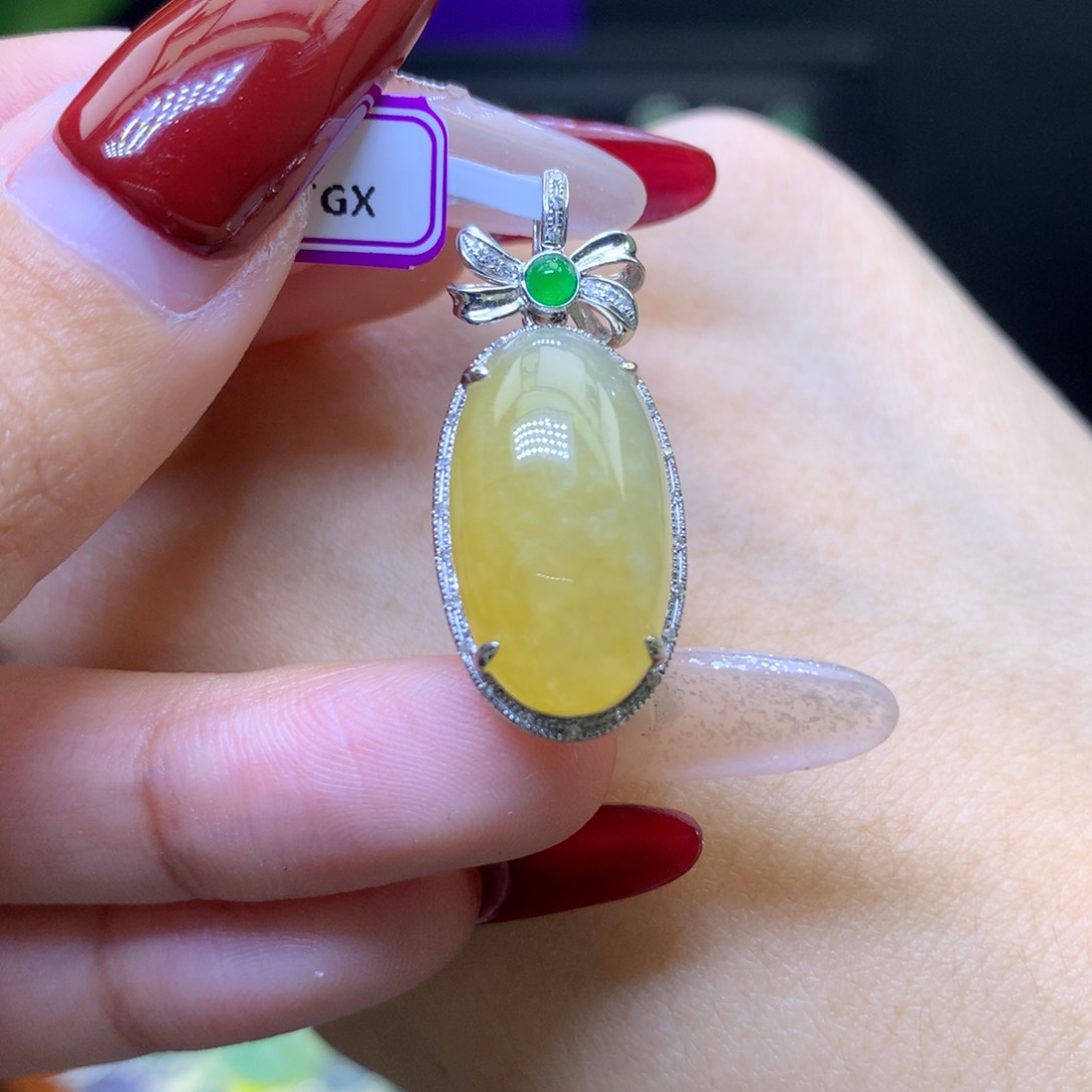 翡翠颈饰18K金镶嵌天然 